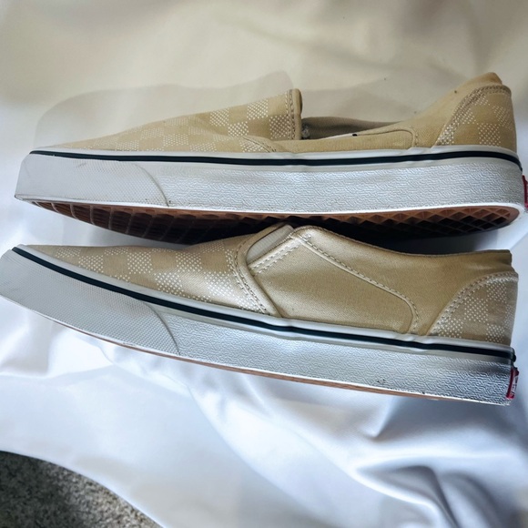 Vans Asher Cream and White Checkered Slip-Ons - Picture 4 of 6